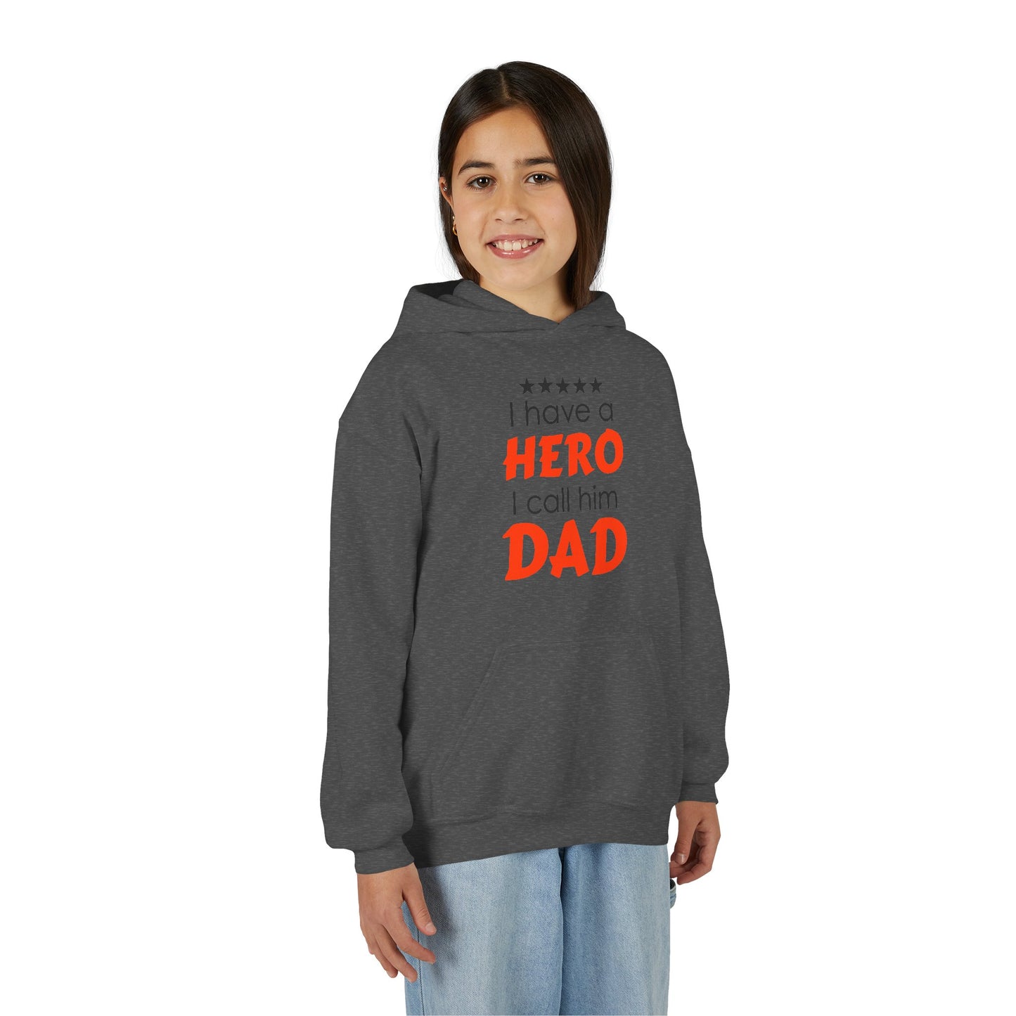 Dad Hero Youth Hoodie, Youth Sweatshirt Gift for Father's Day, Hero Sweatshirt for Kids, Funny Dad Hoodie, Casual Family Apparel
