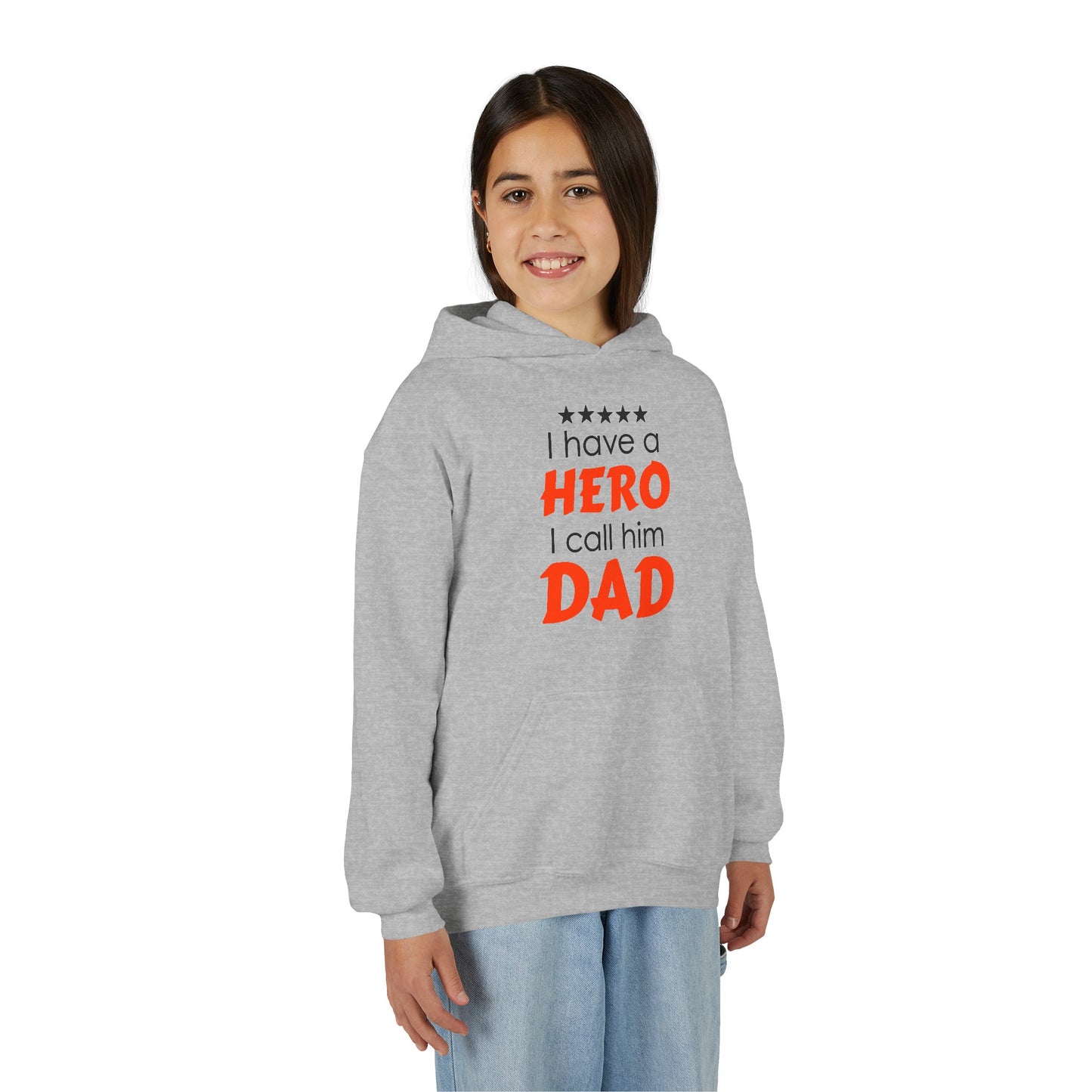 Dad Hero Youth Hoodie, Youth Sweatshirt Gift for Father's Day, Hero Sweatshirt for Kids, Funny Dad Hoodie, Casual Family Apparel