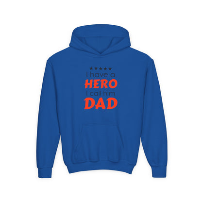 Dad Hero Youth Hoodie, Youth Sweatshirt Gift for Father's Day, Hero Sweatshirt for Kids, Funny Dad Hoodie, Casual Family Apparel