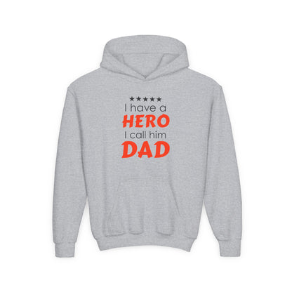 Dad Hero Youth Hoodie, Youth Sweatshirt Gift for Father's Day, Hero Sweatshirt for Kids, Funny Dad Hoodie, Casual Family Apparel