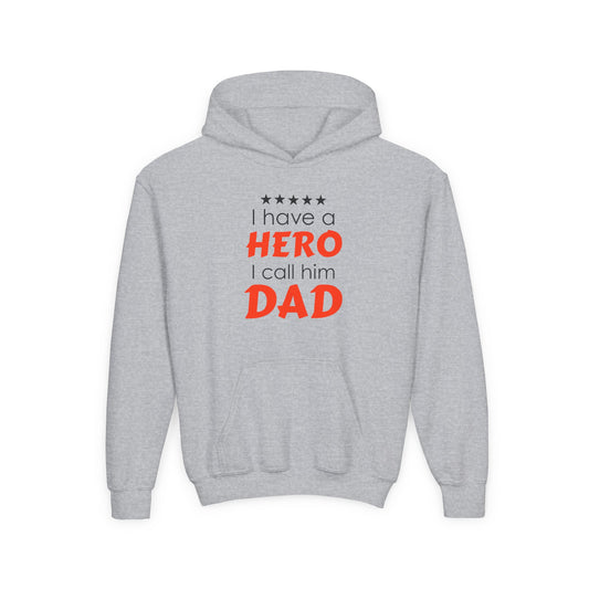 Dad Hero Youth Hoodie, Youth Sweatshirt Gift for Father's Day, Hero Sweatshirt for Kids, Funny Dad Hoodie, Casual Family Apparel