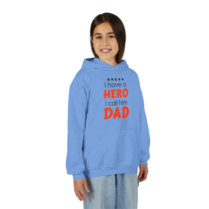 Dad Hero Youth Hoodie, Youth Sweatshirt Gift for Father's Day, Hero Sweatshirt for Kids, Funny Dad Hoodie, Casual Family Apparel