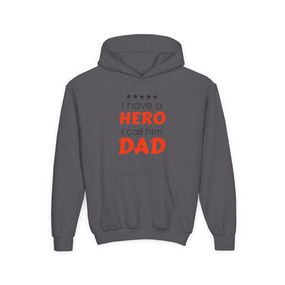 Dad Hero Youth Hoodie, Youth Sweatshirt Gift for Father's Day, Hero Sweatshirt for Kids, Funny Dad Hoodie, Casual Family Apparel