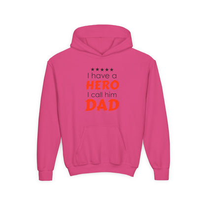 Dad Hero Youth Hoodie, Youth Sweatshirt Gift for Father's Day, Hero Sweatshirt for Kids, Funny Dad Hoodie, Casual Family Apparel