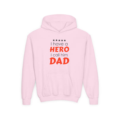 Dad Hero Youth Hoodie, Youth Sweatshirt Gift for Father's Day, Hero Sweatshirt for Kids, Funny Dad Hoodie, Casual Family Apparel