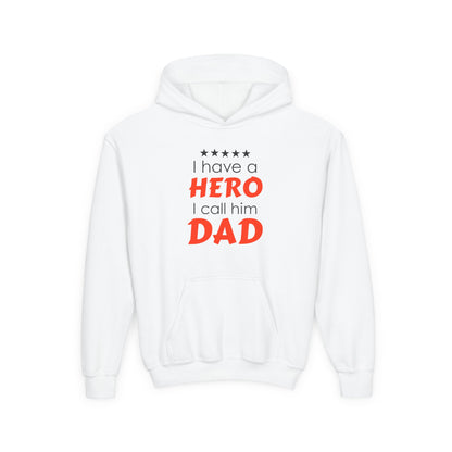 Dad Hero Youth Hoodie, Youth Sweatshirt Gift for Father's Day, Hero Sweatshirt for Kids, Funny Dad Hoodie, Casual Family Apparel