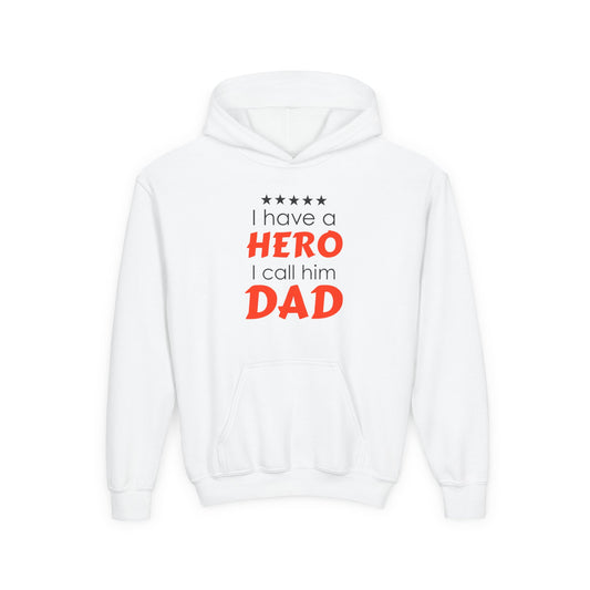 Dad Hero Youth Hoodie, Youth Sweatshirt Gift for Father's Day, Hero Sweatshirt for Kids, Funny Dad Hoodie, Casual Family Apparel